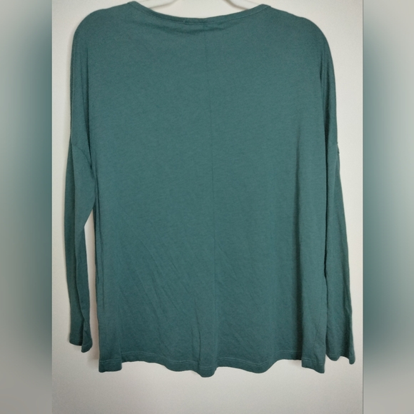 Peruvian Connection (Size S) Teal Stretch Pima Cotton Blend LS Basic Layer Top - Picture 6 of 9